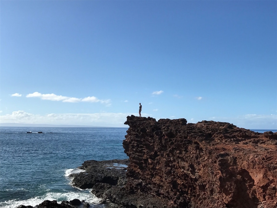 The first cliff to Sweetheart Rock on Lana'i and you have amazing views of the ocean and can see the islands of Maui and Moloka'i.  If you follow the pools of water around the base of the cliff, there is a path around the tip that takes you to a small gorgeous beach that feels like your own private paradise. Take some water when you #takeahike because it gets hot!