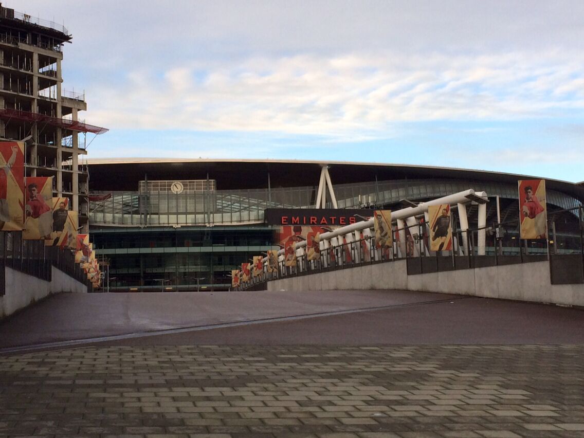 Viewed across the Danny Fiszman Bridge.