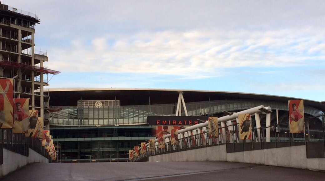 Viewed across the Danny Fiszman Bridge.