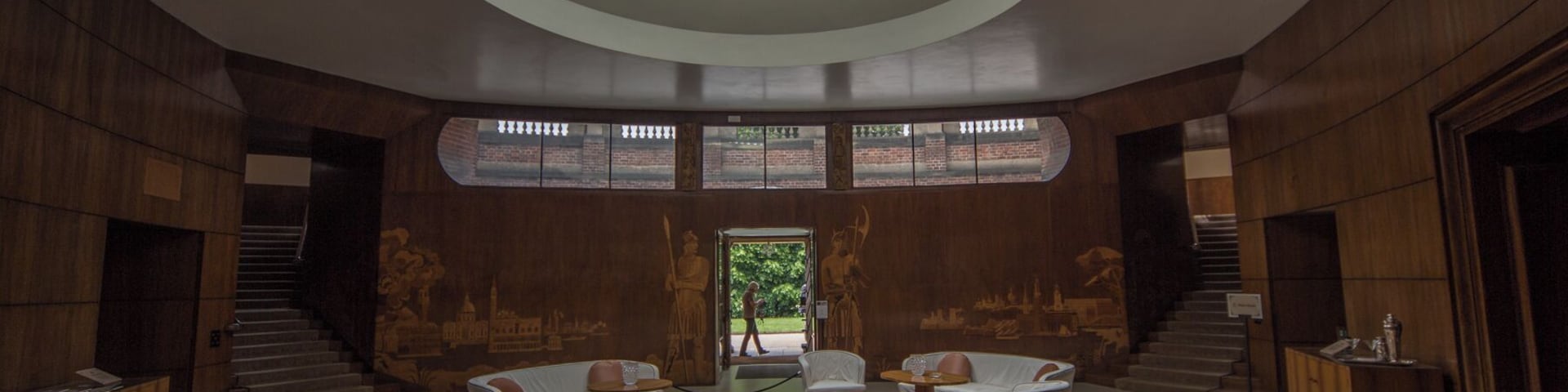 Foyer Eltham Palace
Once a Medieval Palace and then a Tudor one ,with a rich Royal history stretching back to William the Conquerer.
It was left to nature and neglect, until Stephen and Virginia Courtald, the textile magnates. constructed an Art Deco mansion,amongst the ghosts, in 1933..
The combination of Art Deco, which is fused with the Medieval, marrying the modern to a  13th Century Great hall, is unique in the world.  #Culture #History