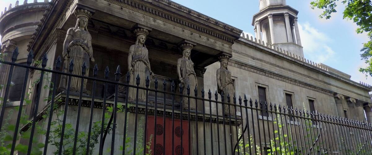 The caryatids at St. Pancras Church, a Greek Revival church in St Pancras, London, built in 1819–22.
#church #London
#TroveOnTuesday