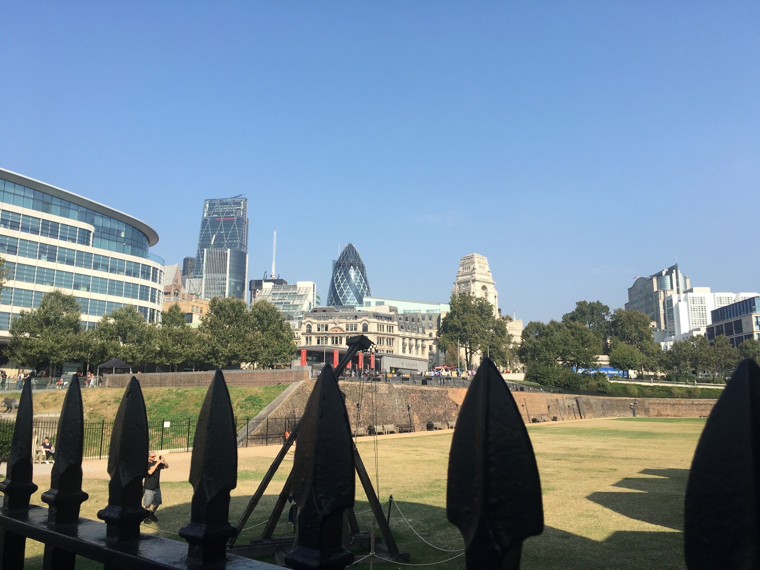 A view of The Gherkin from the Tower of London. 