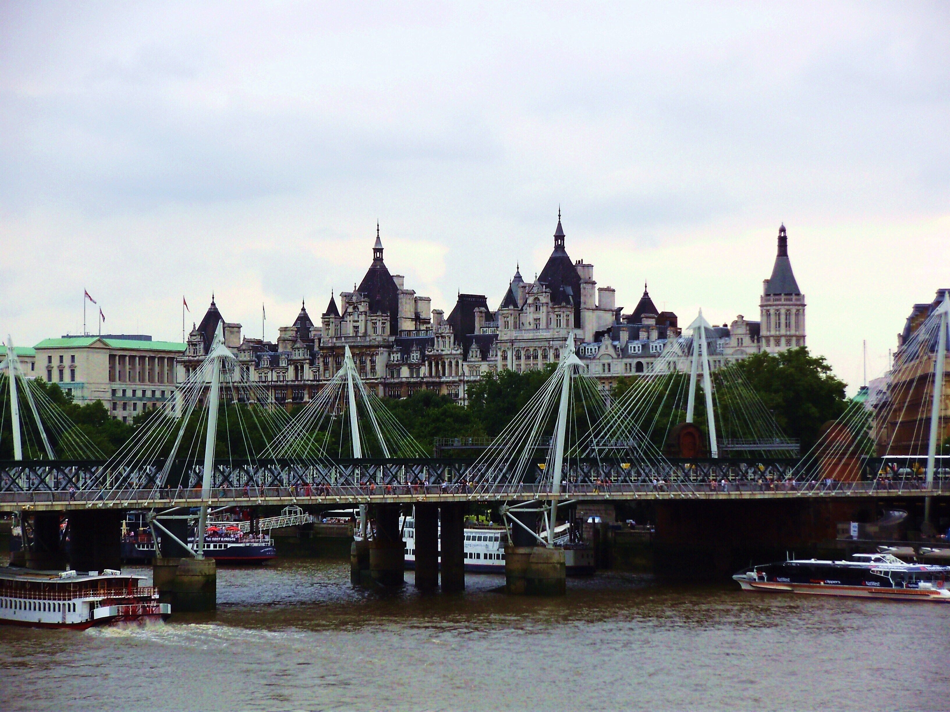 View from the south bank of the Thames across to Whitehall Gardens.