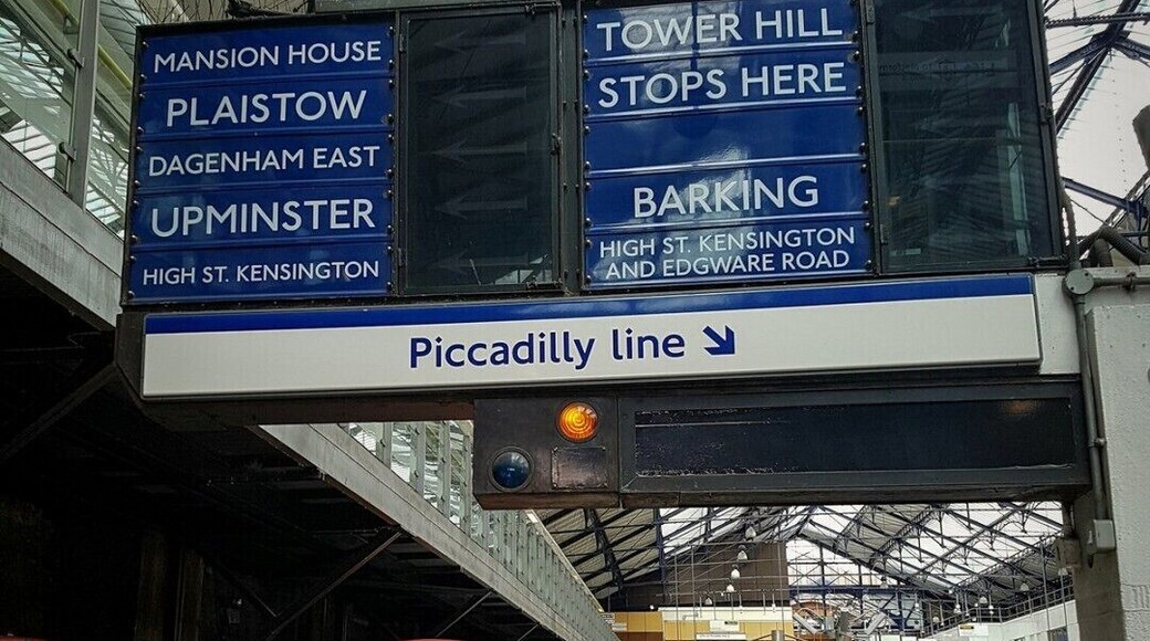 Old style destination board on the District Line at Earls Court