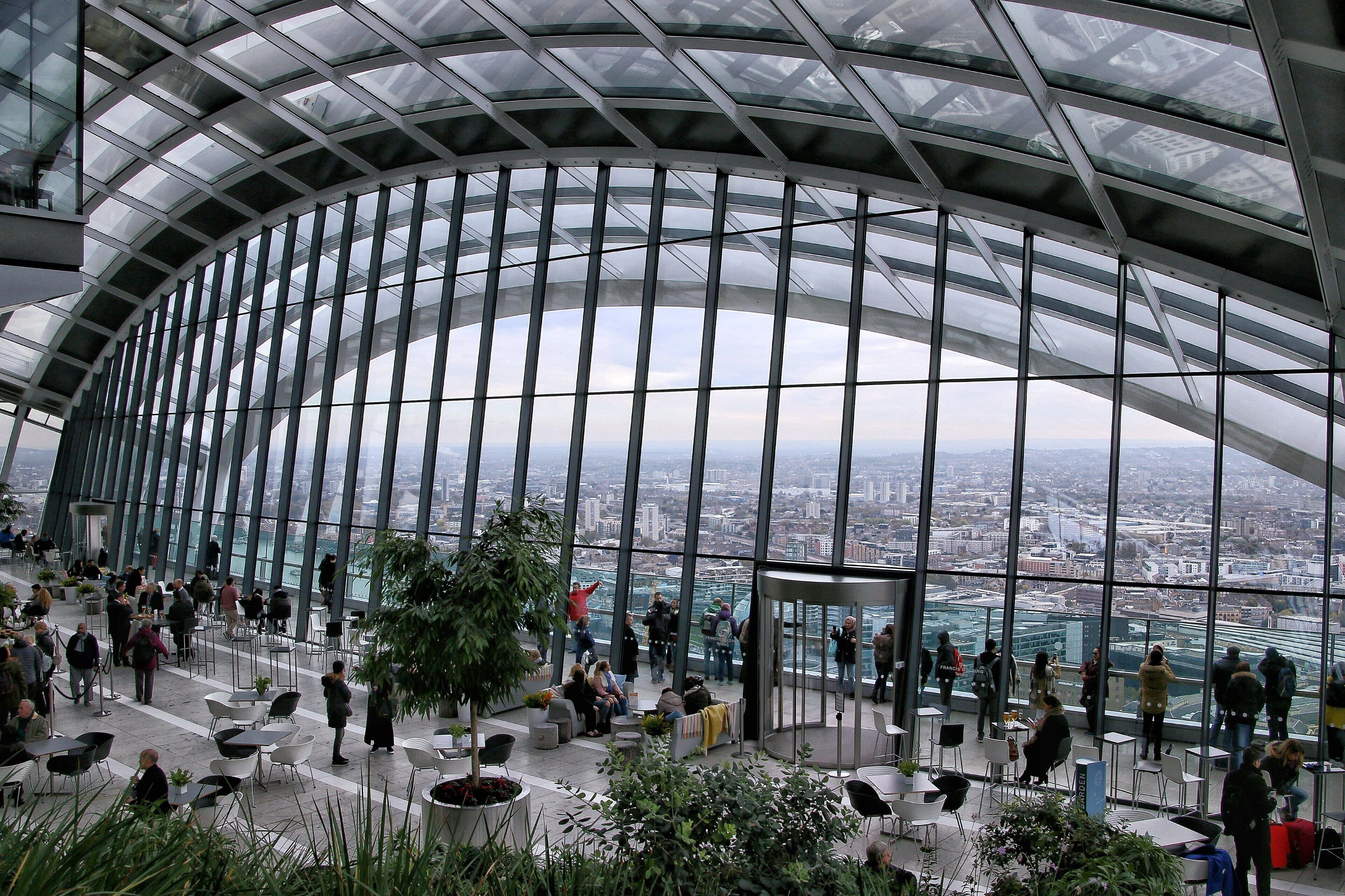 Imagine a skyscraper with an indoor garden, three eateries and, arguably, the best views in London. If you like the sound of this, you will love London's Sky Garden! 
Unlike most other observation towers, Sky Garden is free to visit. All you have to do is do is go online and book a slot at a certain day and time. Once you are there, feel free to stay as long as you like. 