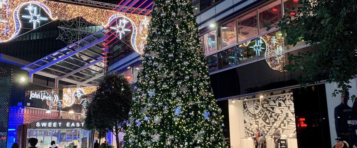 During Christmas time at Stratford, London