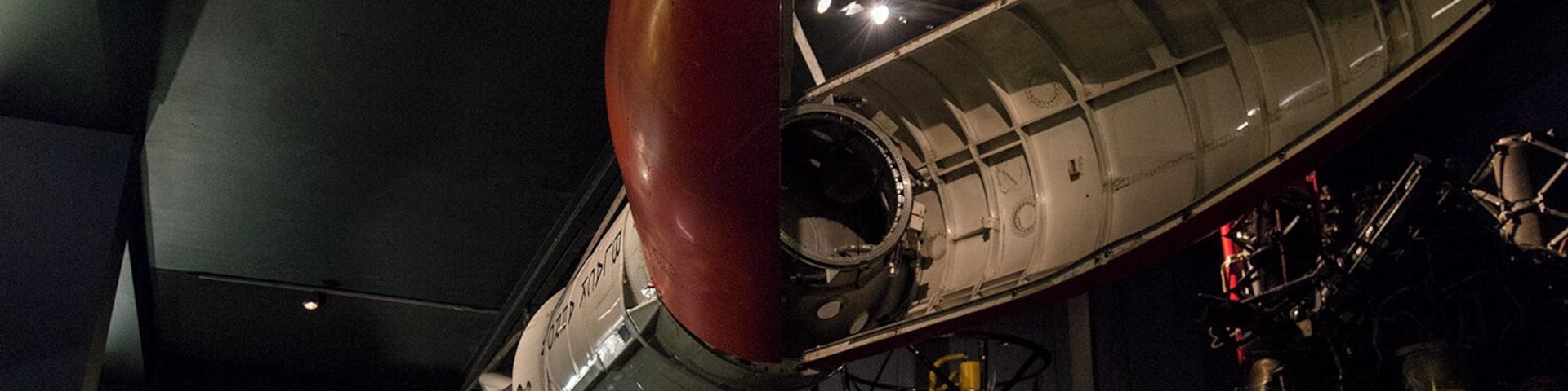 The science museum contains rockets, a lunar landing shuttle, moon rocks, planes, cars, etc.