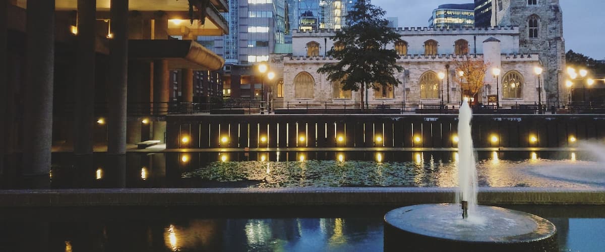 Barbicania. 
The barbican centre is a place to get lost and wander about. Concrete walls, brutalist architecture, contemporary art and a sense of tranquility make up this "urban utopia". 
#Merch #Barbican #art #London