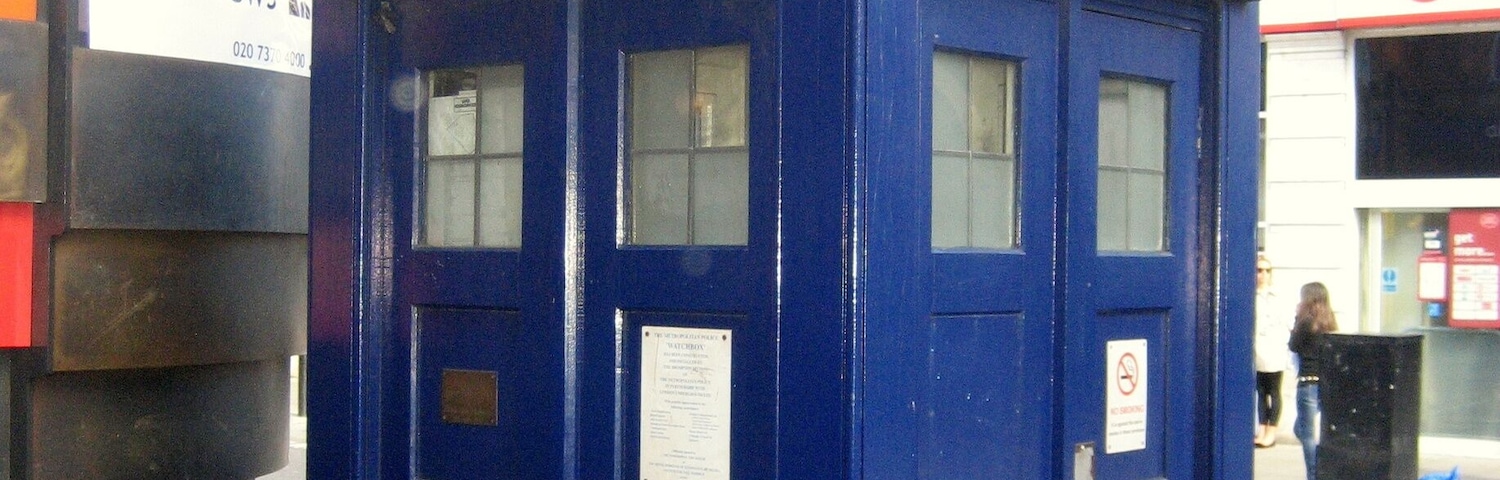 I almost missed the well blending Doctor Who Tardis right outside Earls's court station.