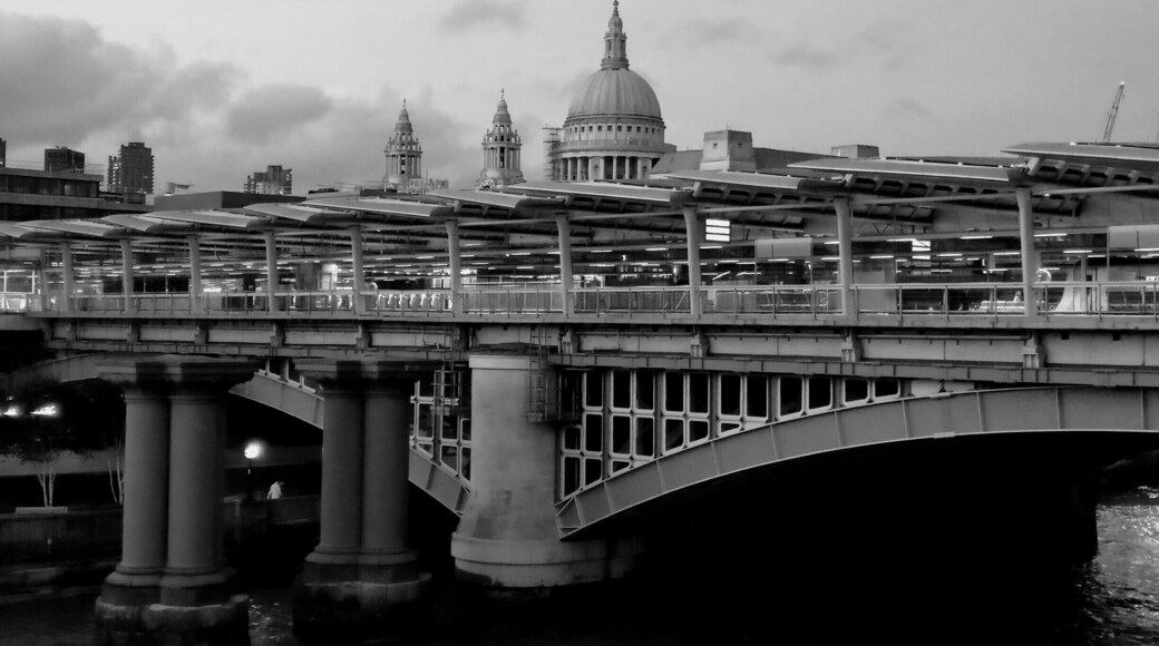 View from the bridge - Blackfriars station and St. Paul's Cathedral