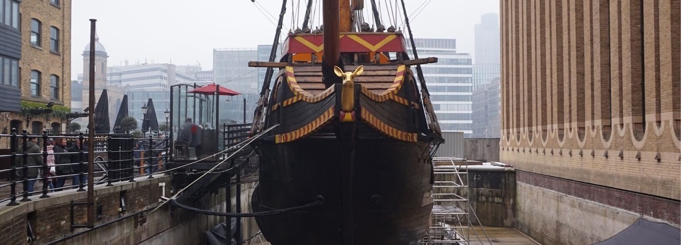 The Golden Hind in dry dock , London