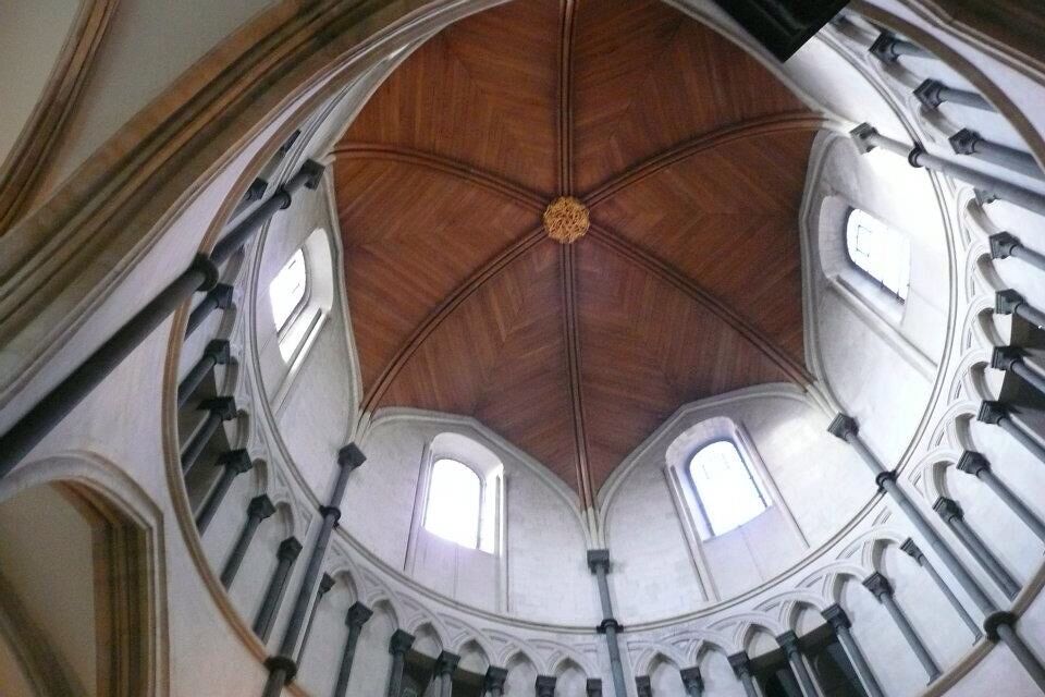 Inside of the Temple Church. Effigies of 9 of the Knights Templar are here. They do have actual church services here as well. Tours can only be done when there's not a service. There's a lot to learn about this church. The Da Vinci Code was filmed here.