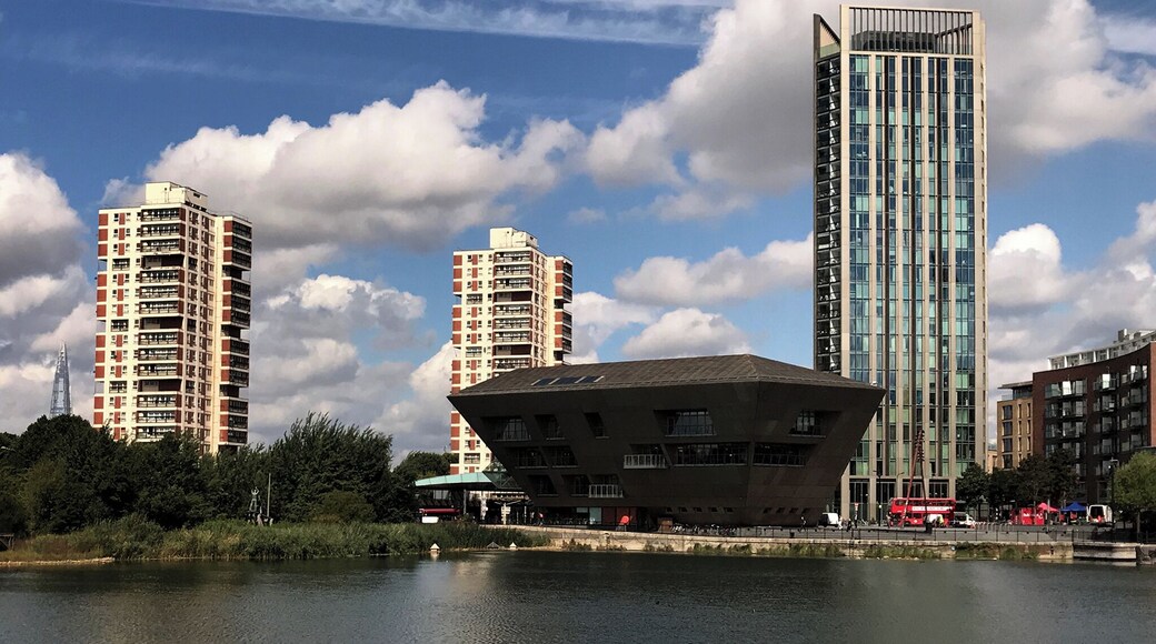 Canada Water.
A freshwater lake occupying part of what was once Canada Dock. The lake is fed by an 80m borehole assisted by a wind pump.
Nearest station: Canada Water.