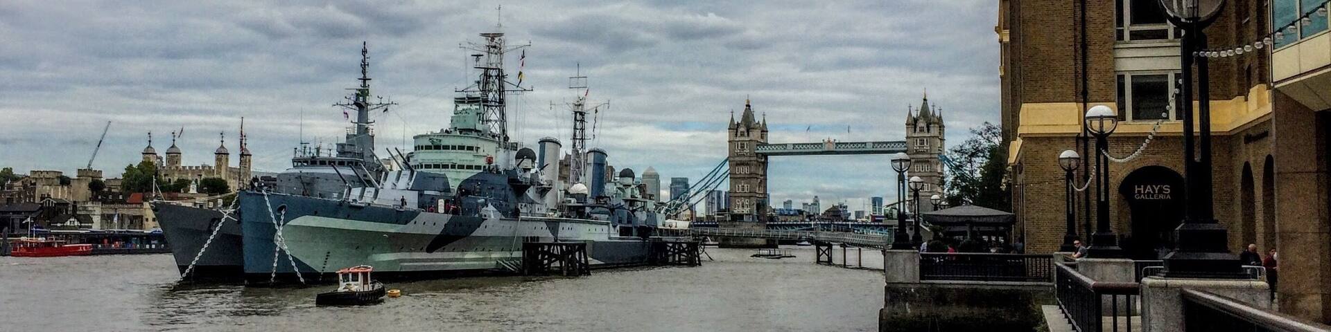 #Aquatrove on the Thames, with HMS Belfast, the tower of London & Tower Bridge in view.