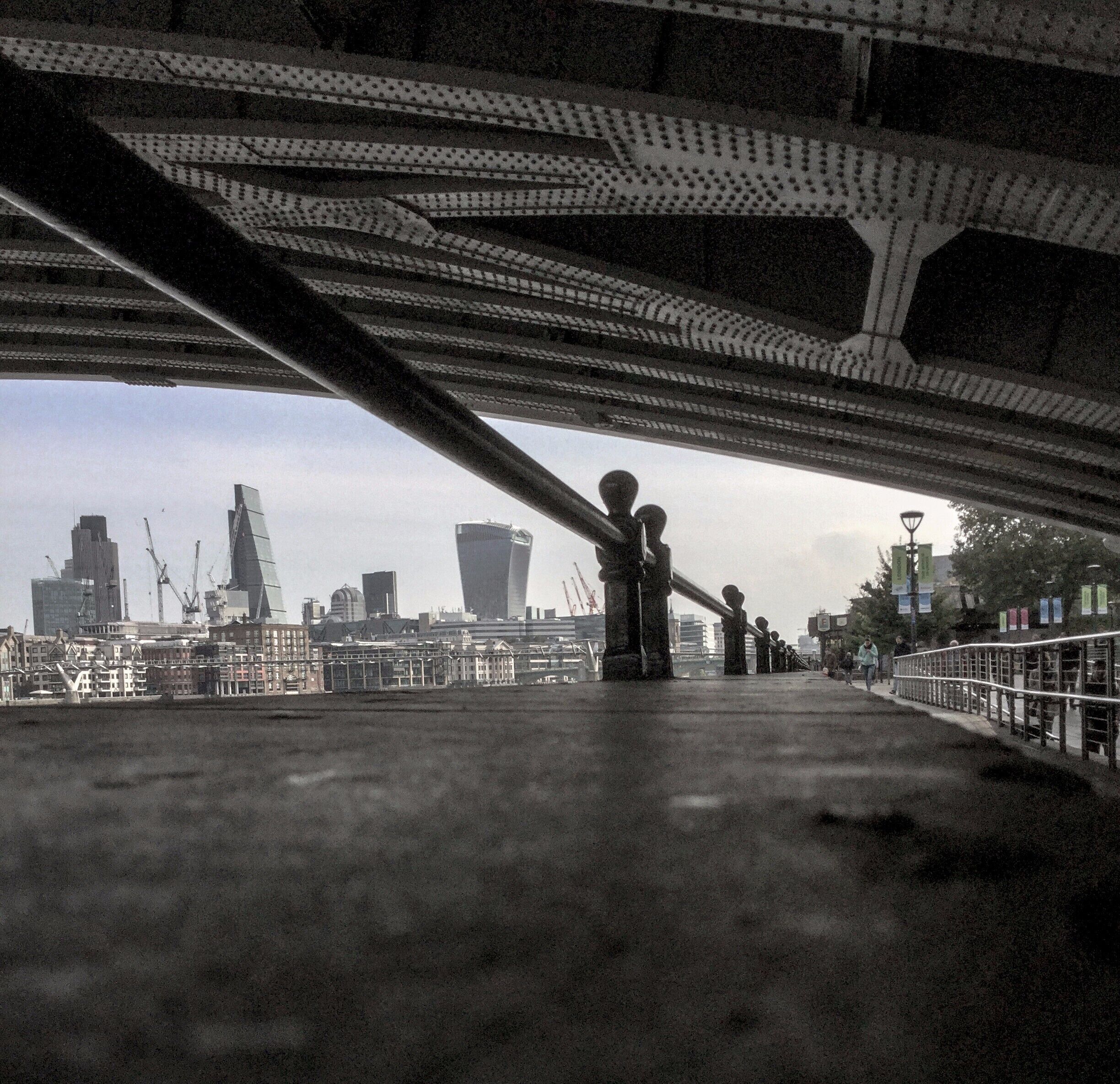 True time is four-dimensional.
- Martin Heidegger

Time is a monster and not so much in that it defines our existence...our being as Heidegger would attest to...and thereby ends it with complete finality. No, it is because its existence is impossible to know.  Outside our perception of temporal reality, it is a strange thing that can't be fully defined.  , 
http://phys.org/news/2011-04-scientists-spacetime-dimension.html

Strange thoughts indeed as I look at this photo and remember standing under Blackfriar's Bridge.  Was it because I was nearing Shakespeare's Globe Theatre, or the Tate Modern Art Gallery.  Perhaps it was because I was coming to the Millennial Bridge, but that would seem unlikely.  No, it is probably more due to the fact that I am just a little bit off and shouldn't philosophize so early in the morning.

#London

https://en.wikipedia.org/wiki/Blackfriars_Bridge