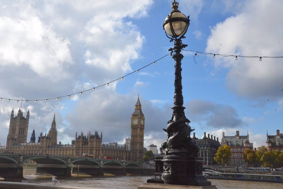 Folketinget, Big Ben og Themsen i London.