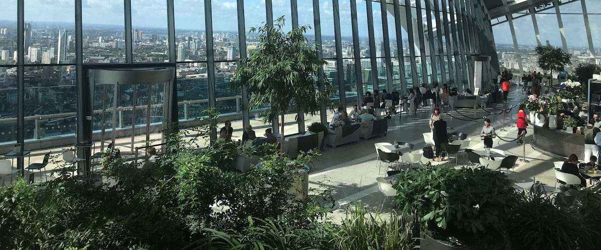 Great ambience, awesome views of the City of London, choice of dining experiences...something for everyone - and even better ...its free to enter...just book in advance or read the website as to when you can take a chance and just try walking in off the street - good luck - its worth a visit for sure.