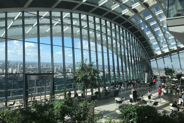 Great ambience, awesome views of the City of London, choice of dining experiences...something for everyone - and even better ...its free to enter...just book in advance or read the website as to when you can take a chance and just try walking in off the street - good luck - its worth a visit for sure.