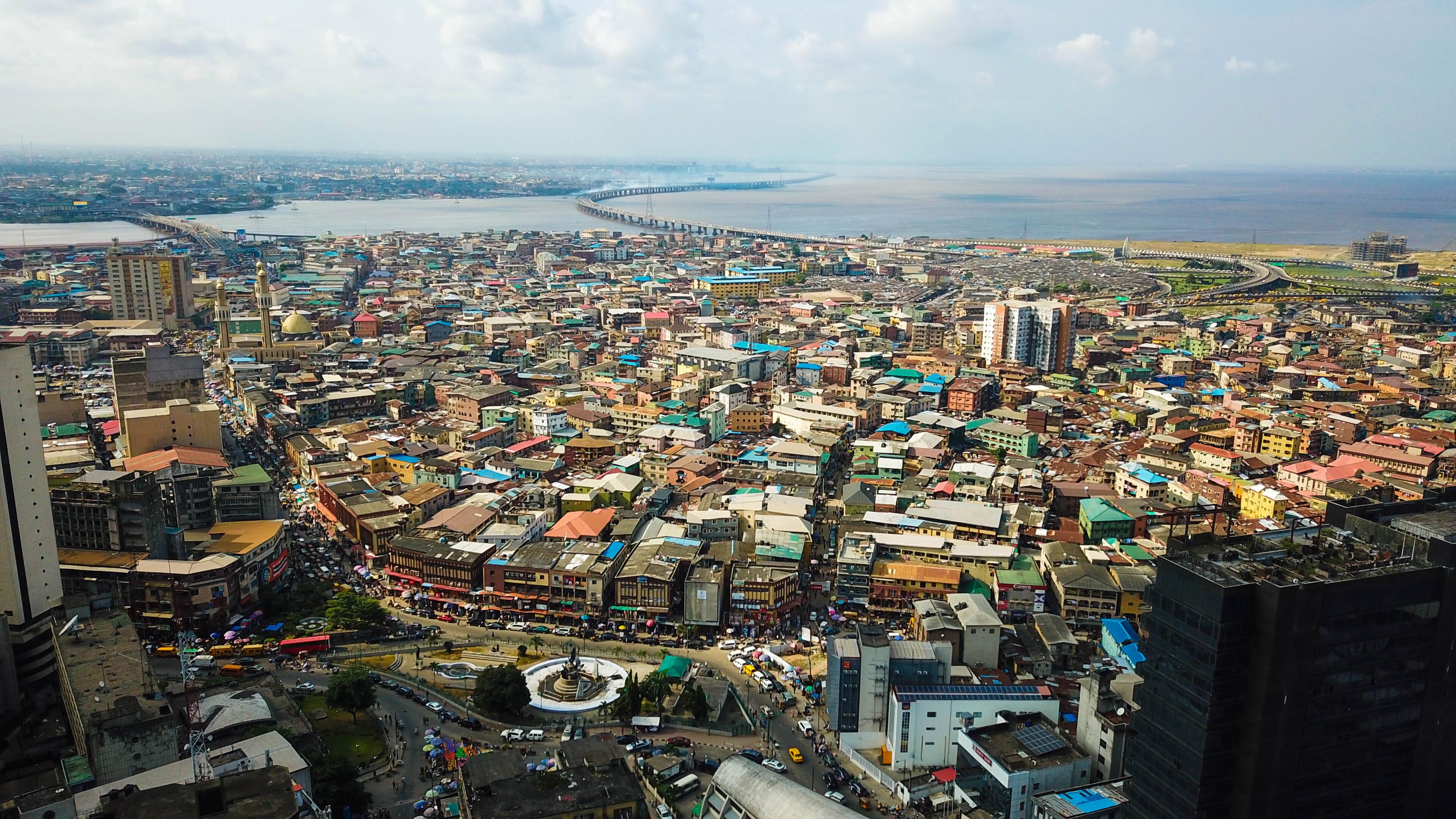 Scenic aerial view of Lagos Island  Nigeria