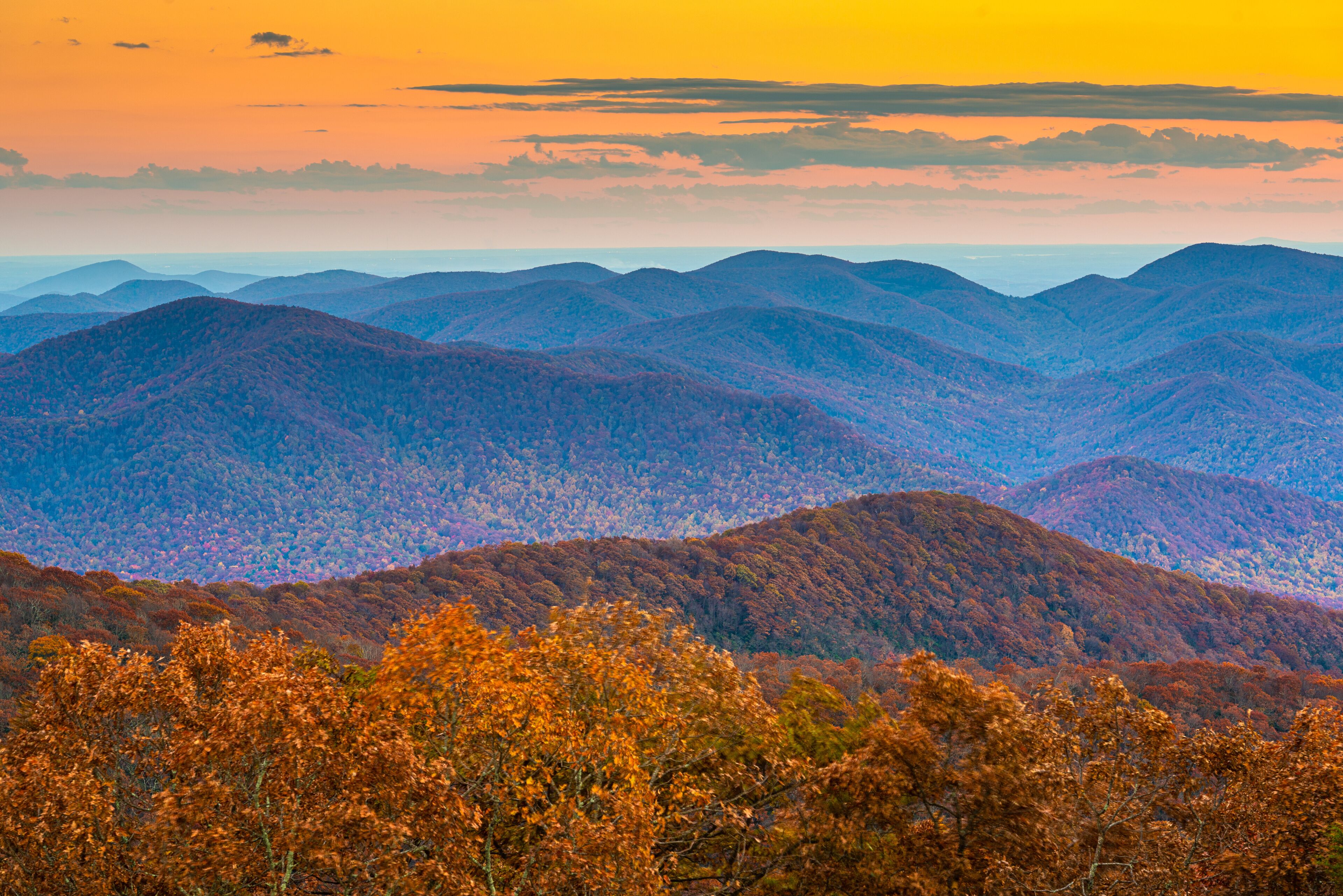 A mountainous landscape with autumn foliage.