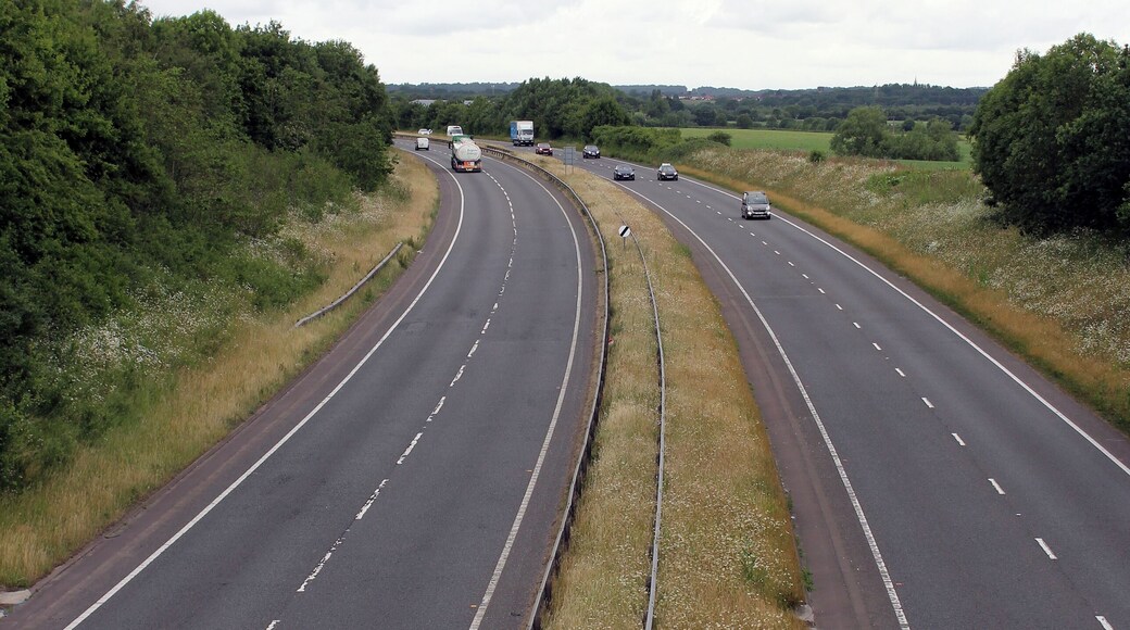 View roughly north from the Netherley Road bridge in Tarbock