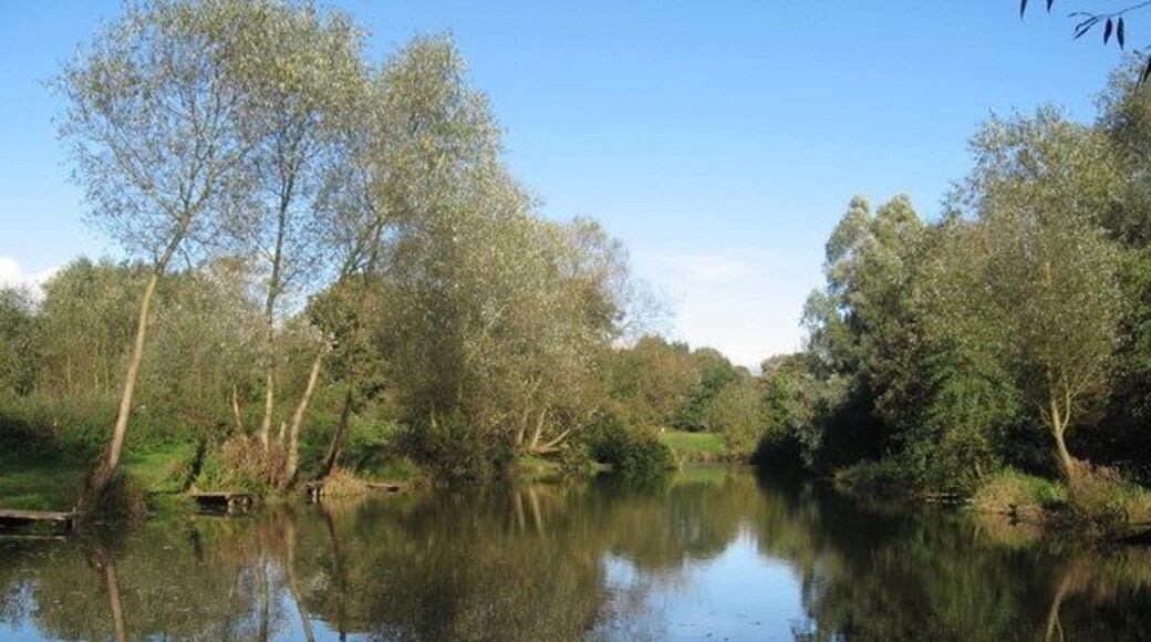 Carr Lane Pond, Prescot Popular with local fishermen and fed by Prescot Brook, the photo was taken from the southerly end of this small pond off Carr Lane, Prescot on a still autumn day.