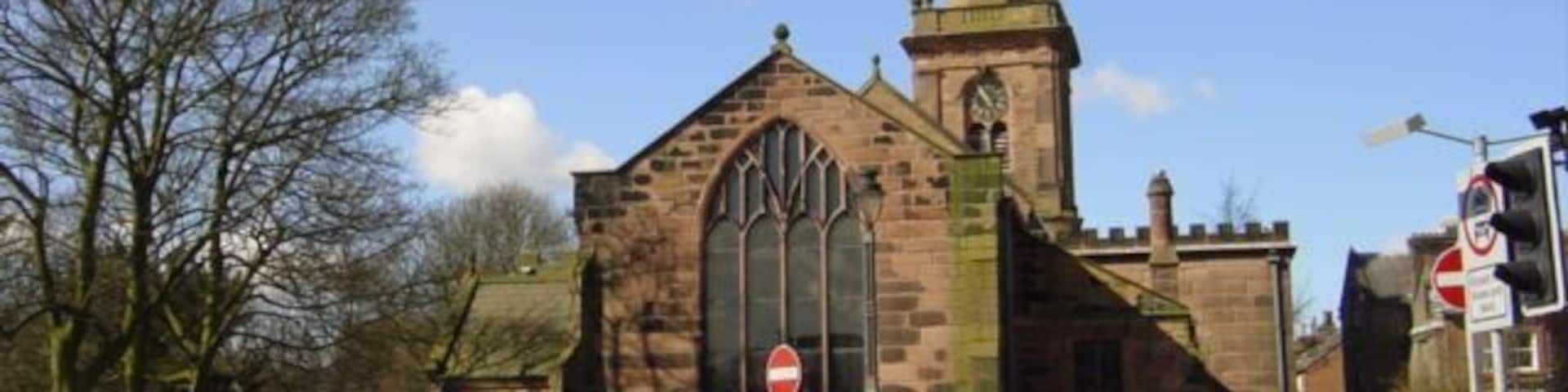 St Mary's parish church, Prescot, Merseyside, seen from the east