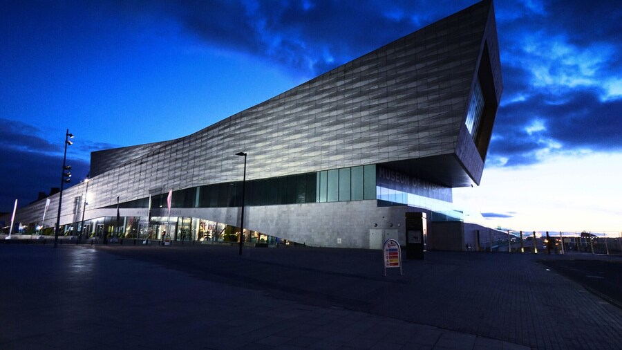 Liverpool waterfront as sunset tonight.