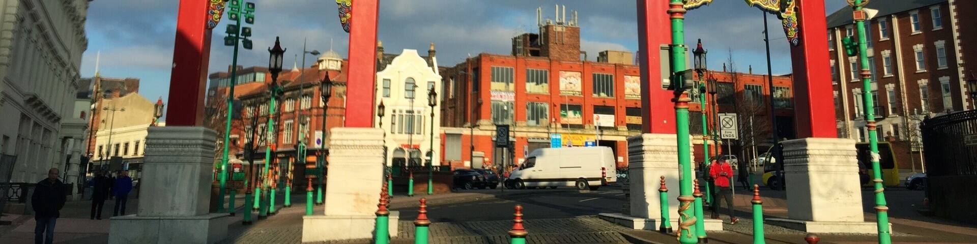 Entrance gate at Liverpool Chinatown, the oldest in Europe.