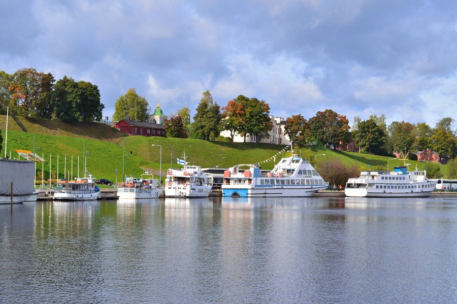 Finland. Lappeenranta harbor in a cloudy autumn day