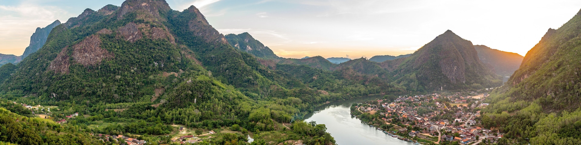 countryside town of nong khiaw in laos