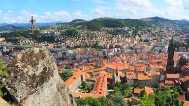 Superb panoramic view of the city of Le Puy en Velay from the rock of Notre Dame de France (Our Lady of France)