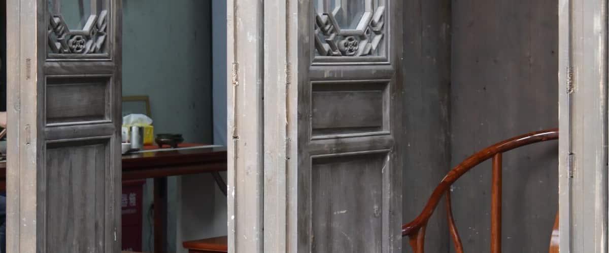 Doors to a small cafe on Qinghefang Ancient Street, Hangzhou, China.