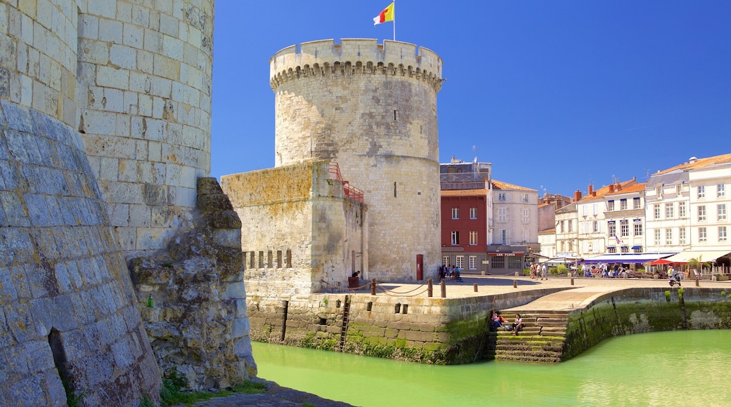 La Rochelle which includes a coastal town and heritage elements