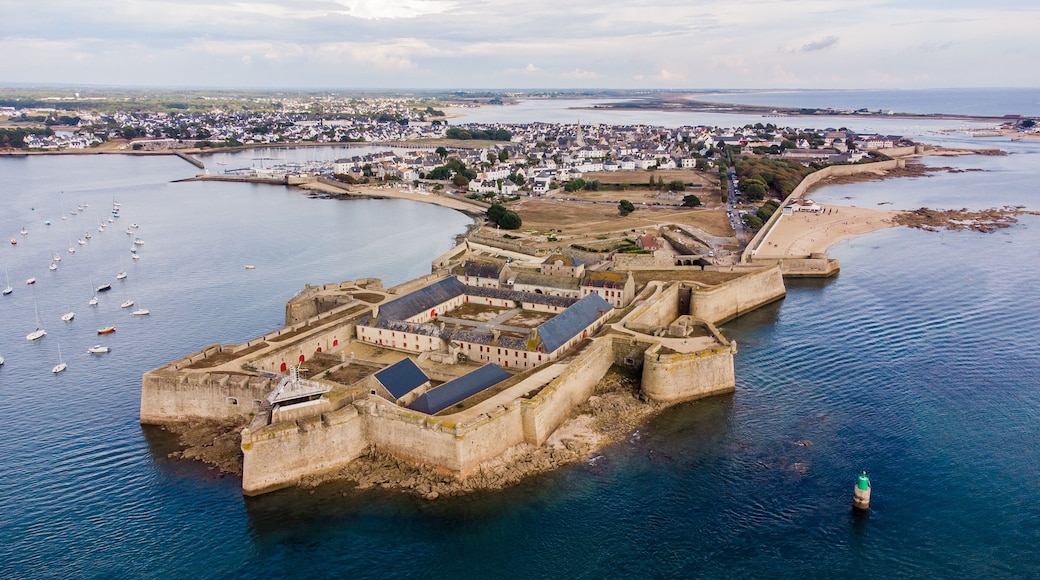 Aerial view of the citadel of Port-Louis in Morbihan, France, modified by Vauban in the 17th century to protect the port of Lorient in the south of Brittany