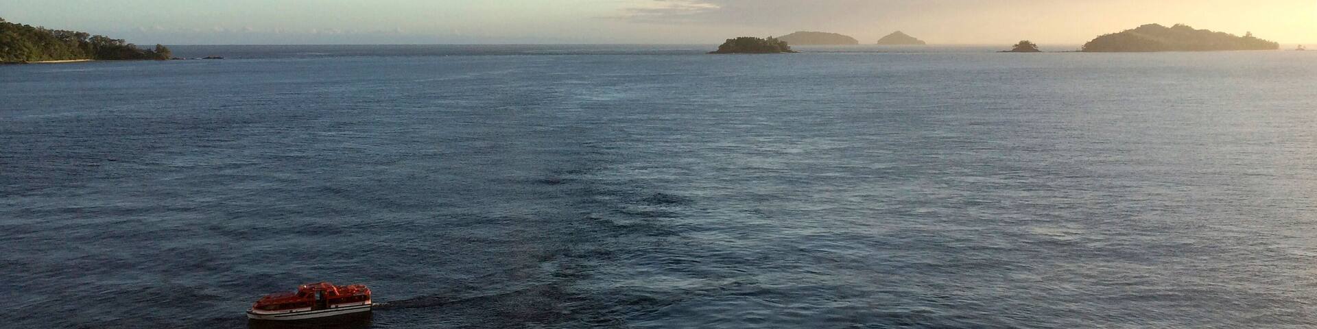 Scene of the Kawanasausau Strait, Milne Bay Province, Papua New Guinea.