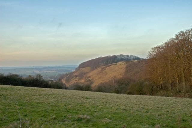 Sharpenhoe Clappers. Sharpenhoe Clappers country park (National Trust) looking NNE with the Pulloxhill water tower visible near the horizon.