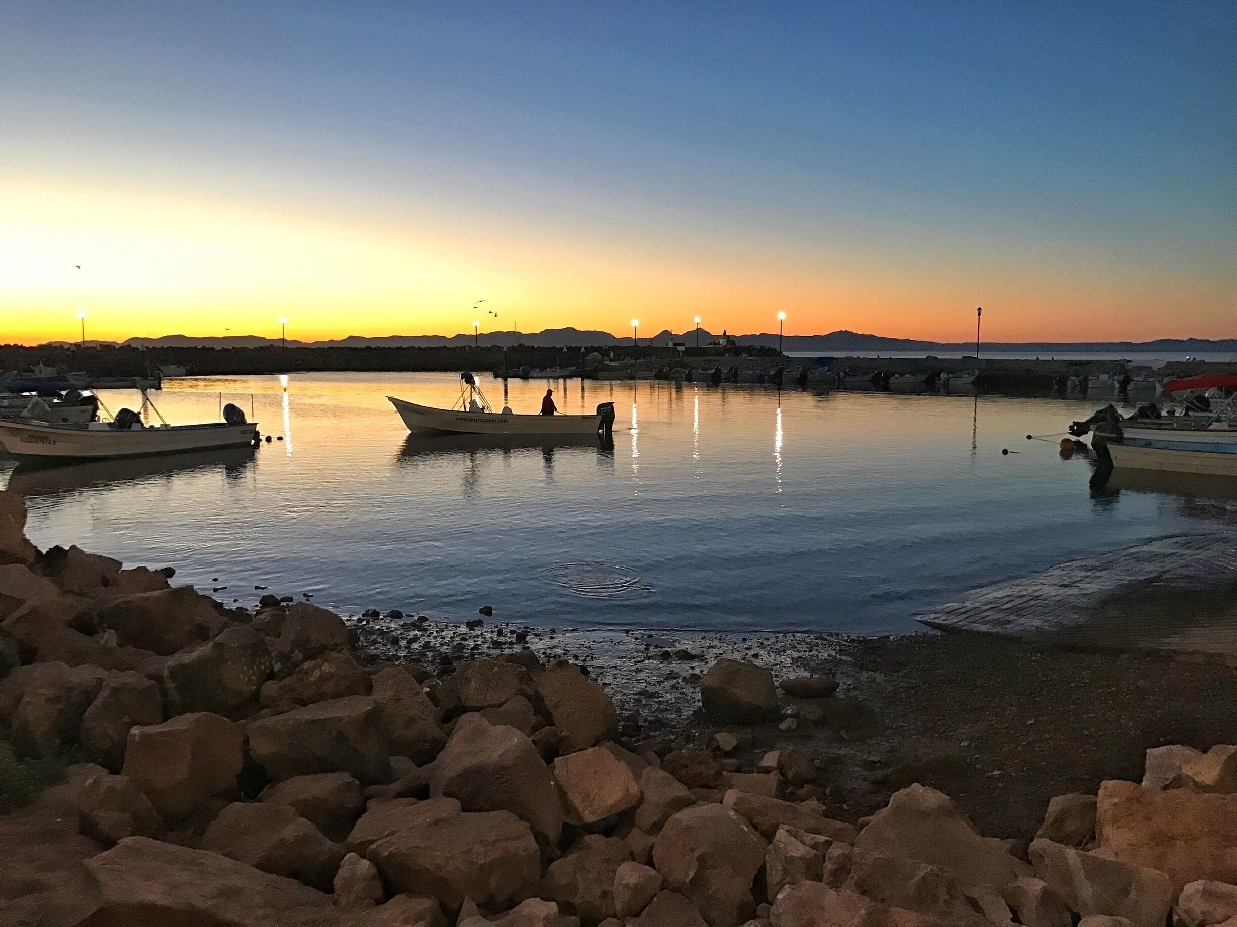 Early morning in the marina at Loreto Bay. Time for some fishing.