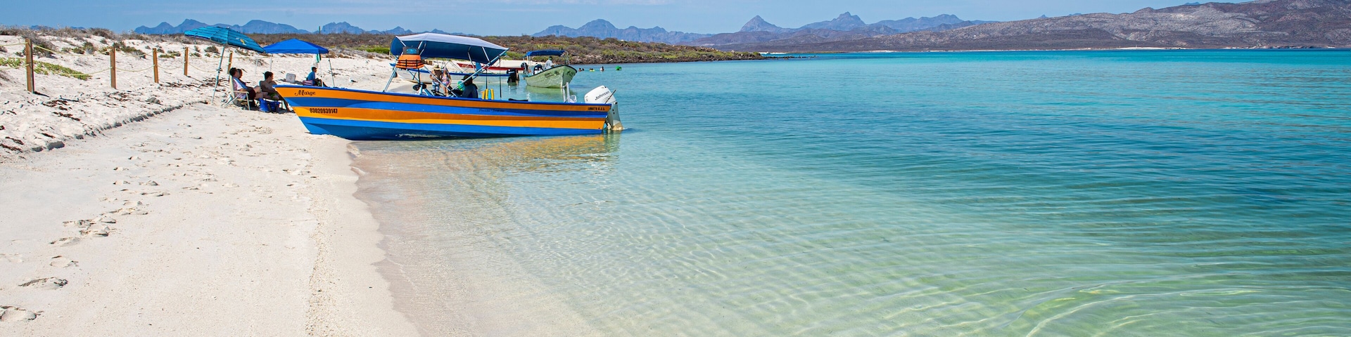 Coronado island with white sand beach and crystal clear water, the concept of nature and vacations in a tranquil sea. Sea of Cortes Loreto Baja California Sur. MEXICO