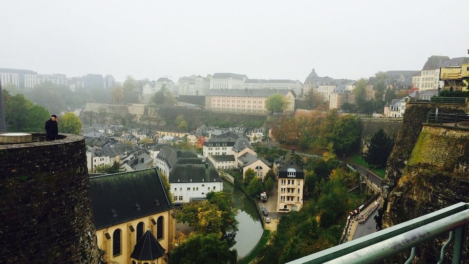The higher ground of Luxembourg view over the lower ground (Montee du Grund)