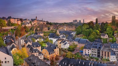 Luxembourg City, Luxembourg. Panoramic cityscape image of old town Luxembourg City skyline during beautiful sunrise.