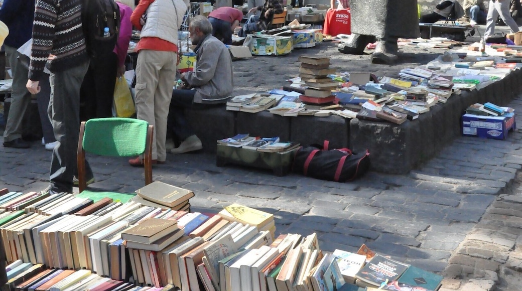 Ivan Federov was a monk who introduced printing to Ukraine. Fittingly, on weekends, a used book sale springs up in the square at his feet. #market