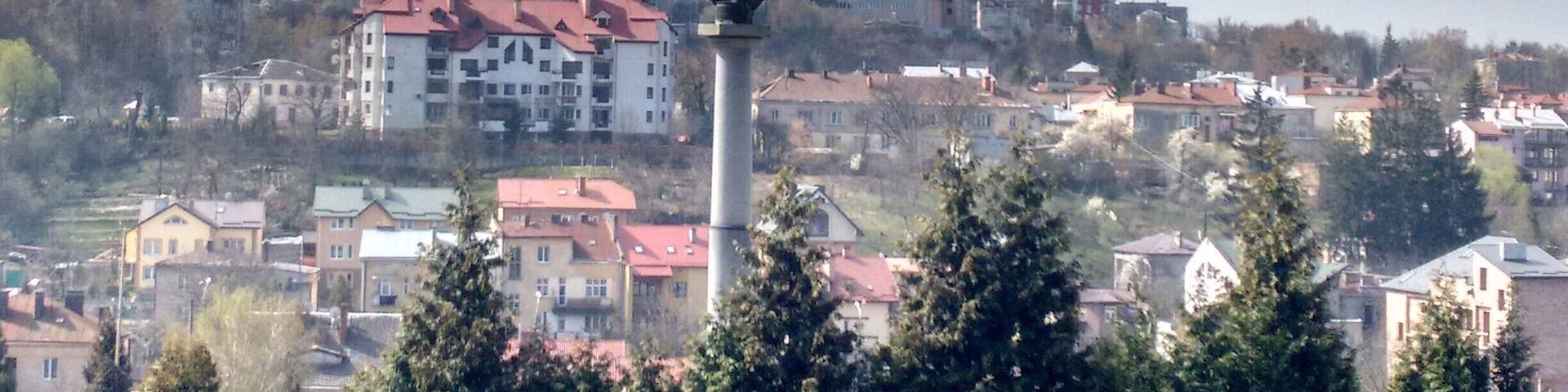 An Angel rises over Lychakiv Cemetery and the ancient town of Lviv in the West of Ukraine.