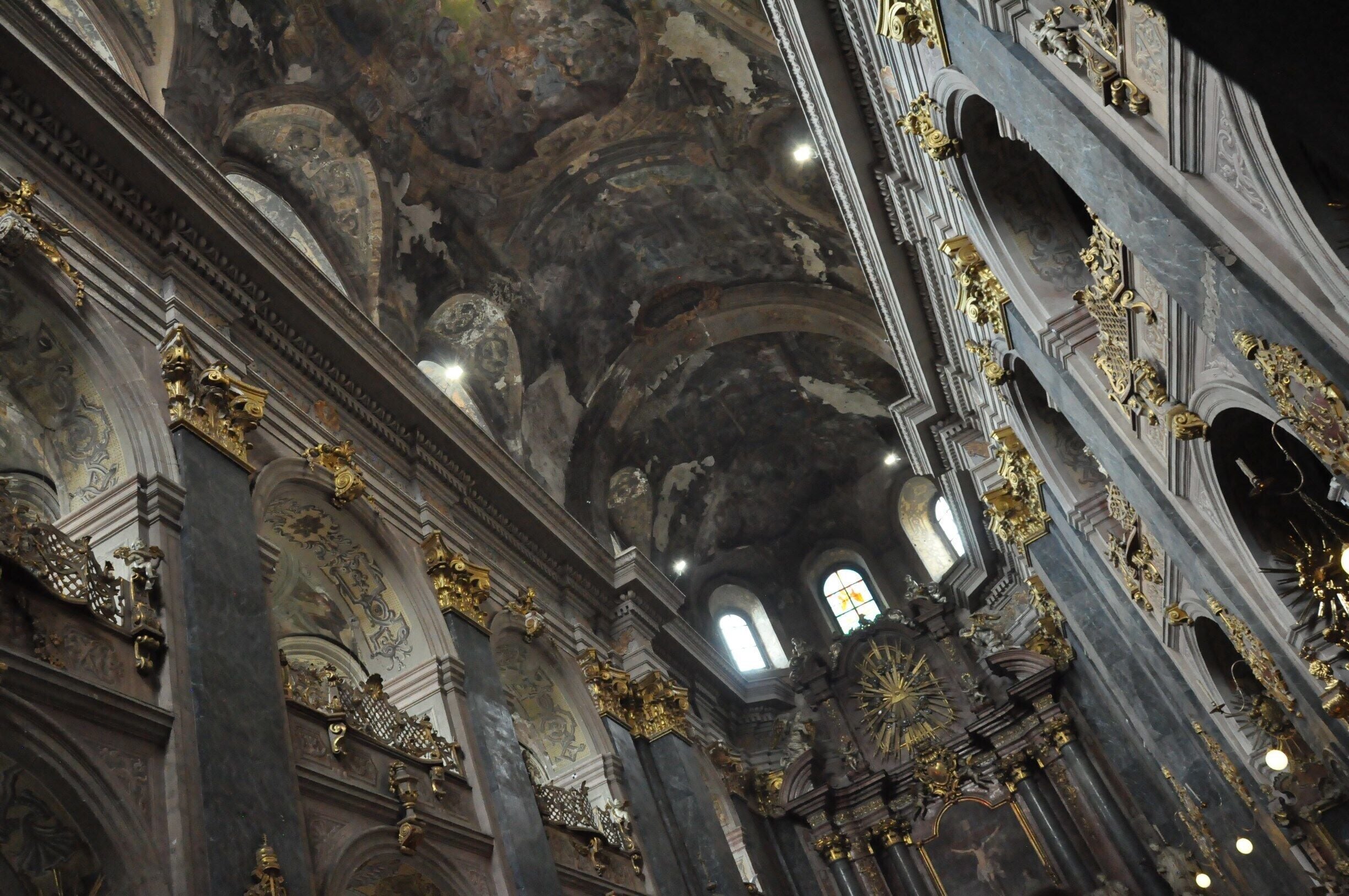 Lviv has an abundance of churches, and this is one of the many located within the historic downtown of the city.  This Jesuit church is beautifully grand and old and shabby all at the same time.
