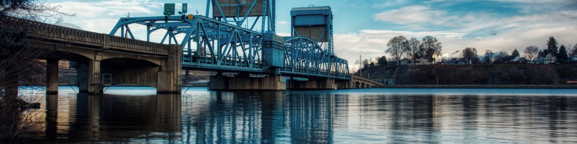 On a calm December day captured this image of the Snake River Bridge from Clarkston, Washington.