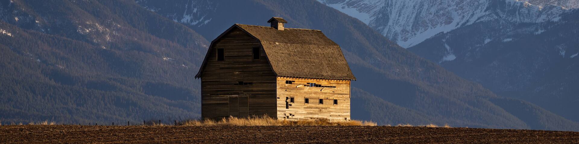 Barn With Mountains