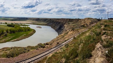 MAY 22 UPPER MISSOURI RIVER BREAKS, LEWISTOWN, MT, 2019, USA - Lewis and Clark's "Decision Point" at confluence of Marias and Missouri River