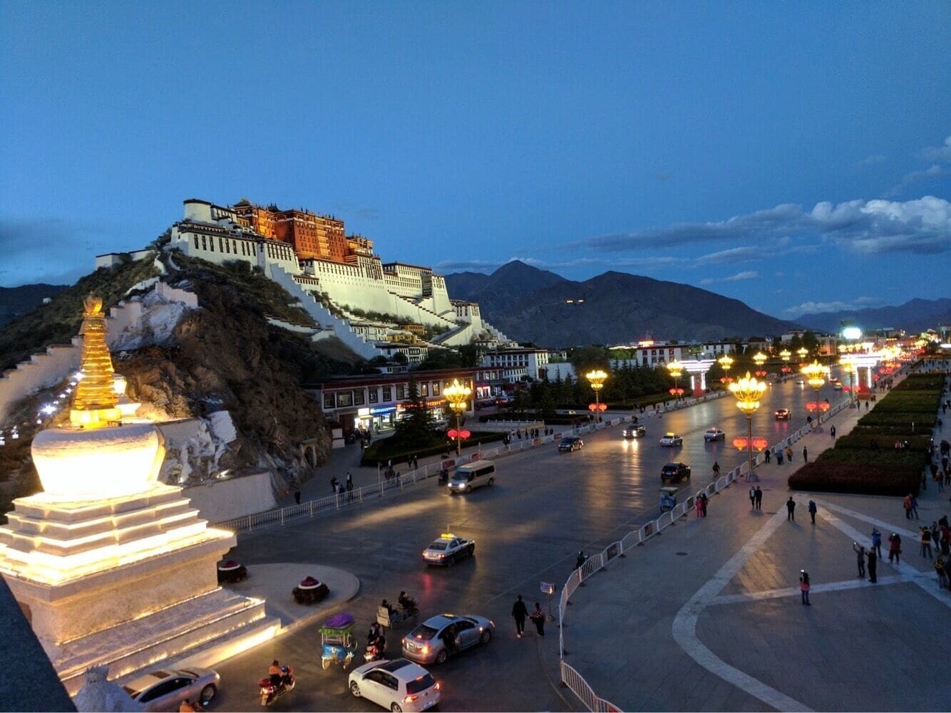 Potala Palace is one of the holiest buildings of Tibetan Buddhism and was the residence of the Dalai Lama until the 14th Dalai Lama fled to India during the 1959 Tibetan uprising.

One of the highlights of Potala Palace 🏯is its architecture, which is a masterpiece in itself.  It is an outstanding work of human imagination and creativity, for its design, its decoration and its setting within a dramatic landscape

The mausoleums of eight previous Dalai Lamas are located in the Red Palace, and these are wonders themselves. The mummified body of the Fifth Dalai Lama, for example, is enshrined in a stupa (a dome shaped structure) in the western part of the Red Palace. This stupa is 5 stories high, covered with 4 tonnes of gold, and encrusted with a large amount of semi-precious stones