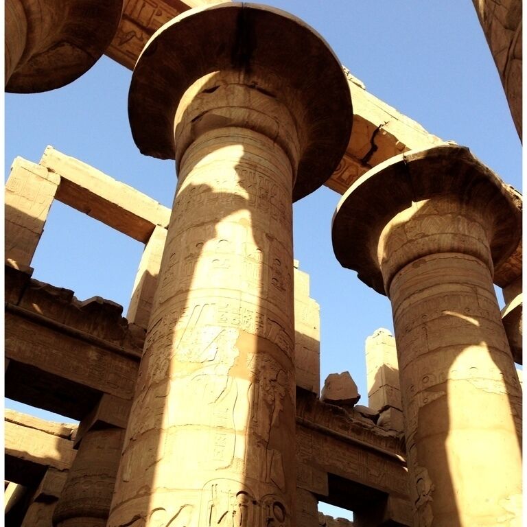 Columns at the Karnak temple representing open Lotus flowers.