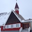 Exterior shot of the northernmost church in the world. It's a lovely peaceful place overlooking Longyearbyen.
